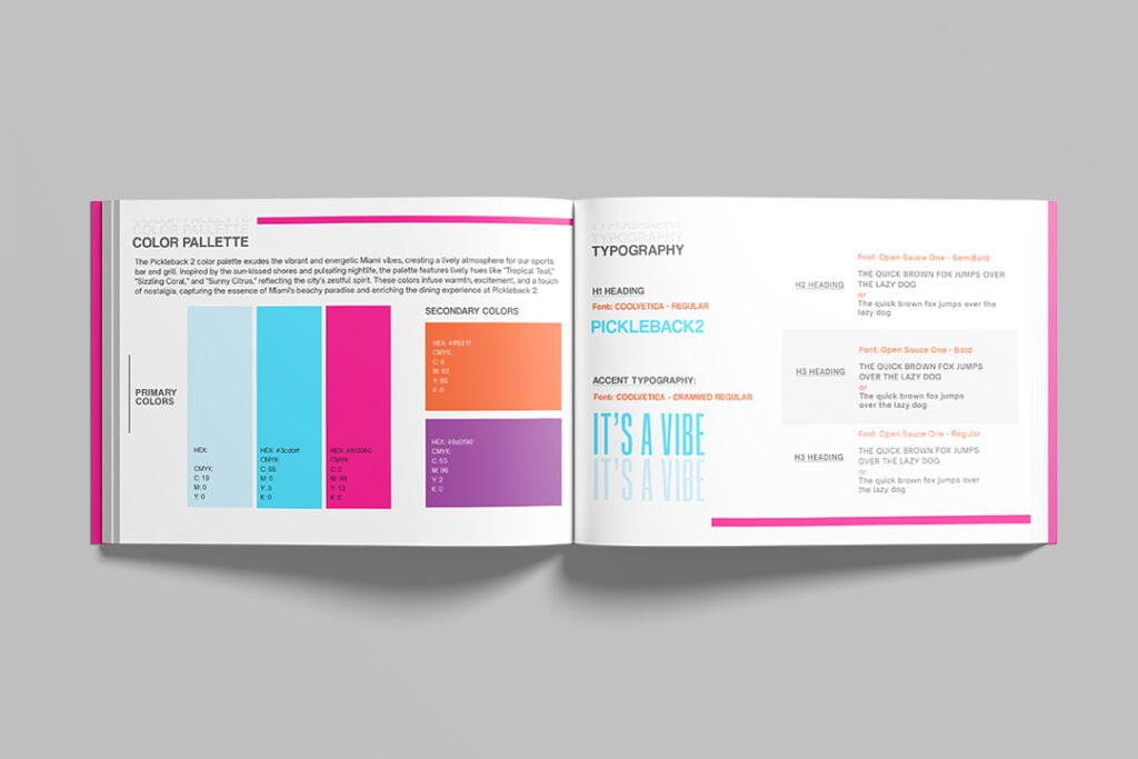 Our Work Branding guidelinesidentity book Pickleback2