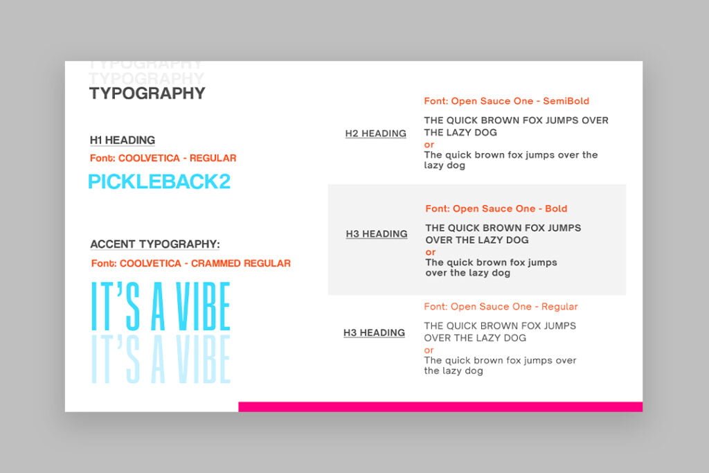 Our Work Branding guidelinesidentity book Pickleback2